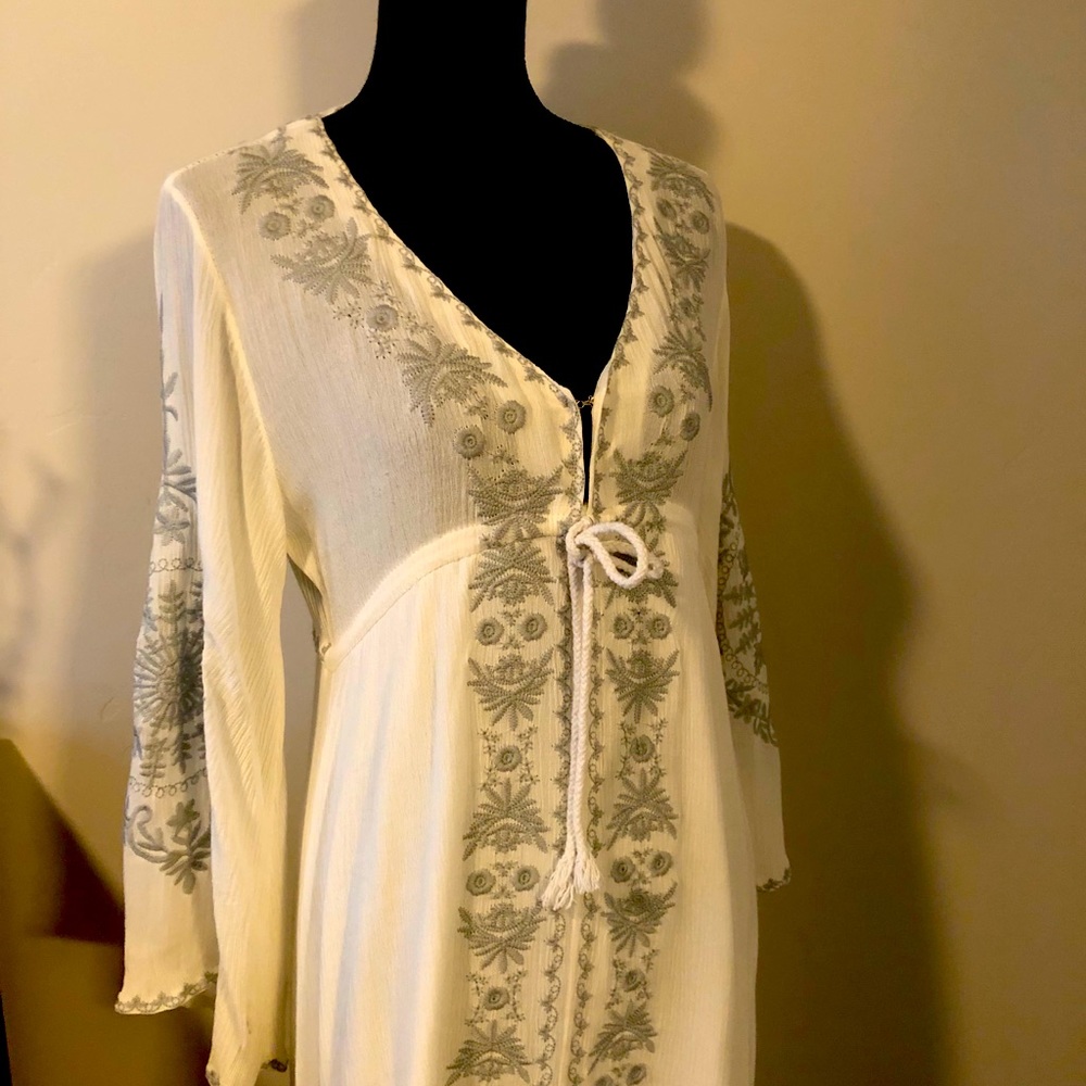 Embroidered midi boho dress